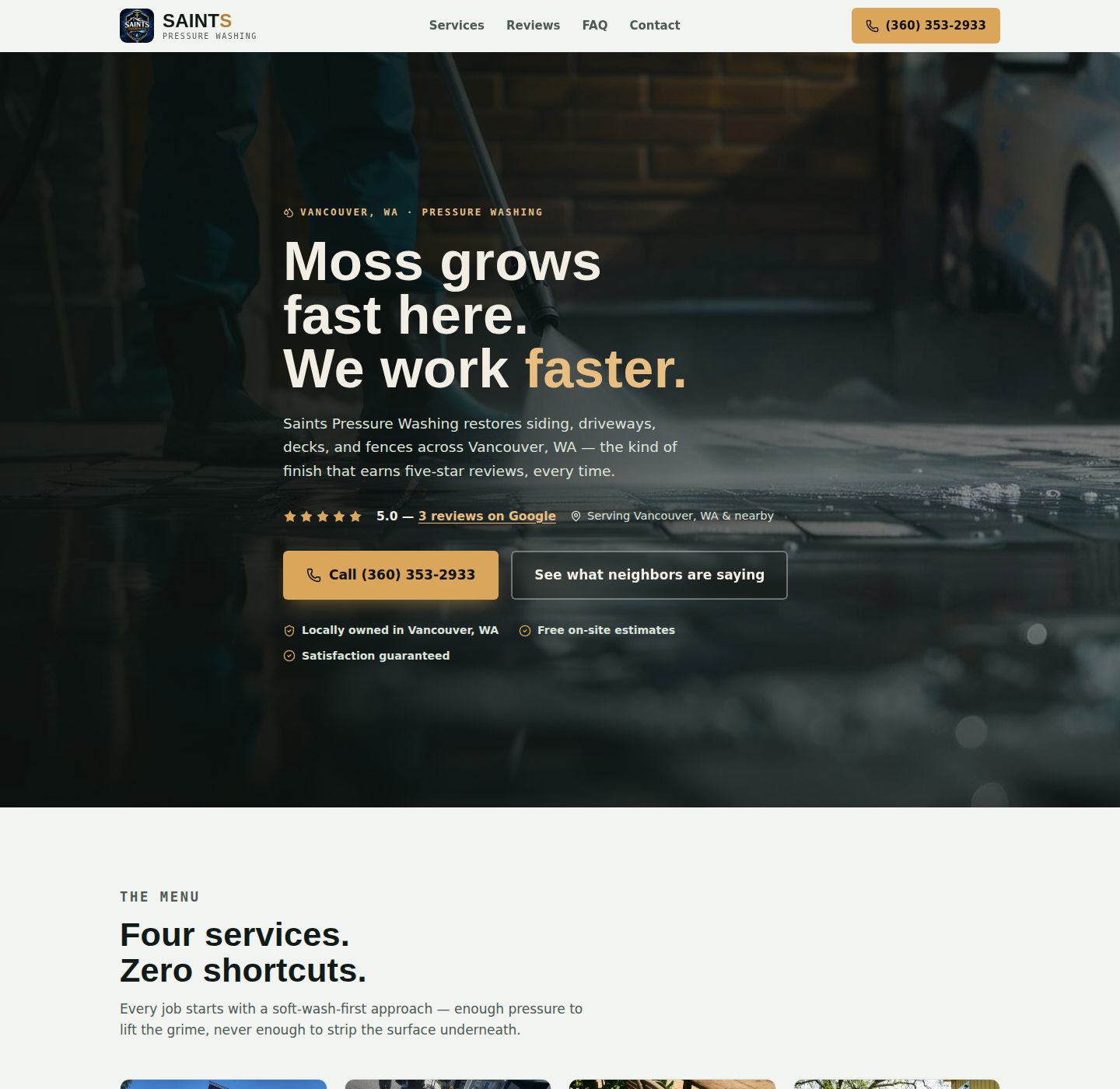 Saints Pressure Washing, home page